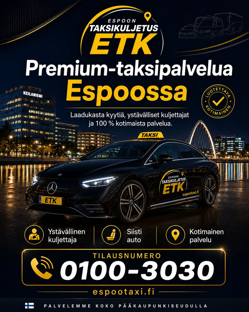 Taksi Espoo – tilaa numerosta 0100 3030